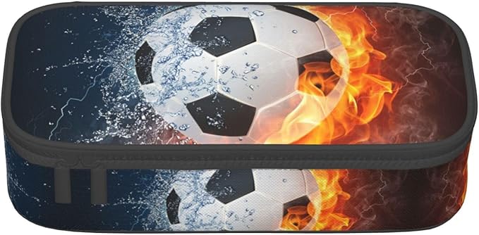 Soccer Ball Cool Sport Pencil Case Big Capacity Storage Pencil Pouch Stationery Bags With Zipper Portable Pen Holder Box Organizer For Boys Girls Teens Student College School Office Supplies