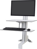 Ergotron – WorkFit-S HD Single Monitor Standing Desk Converter, Sit-Stand Workstation for Tabletops – 16 to 28 lbs, White