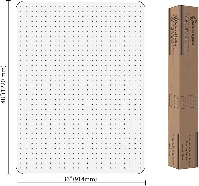 Naturehydro Clear Office Chair Mat for Carpet, 48" x 36" x 0.09" Computer Desk Floor Protector, Plastic Floor Mat for Office Chair on Low Pile Carpet, BPA and Phthalates Free (Rectangle)