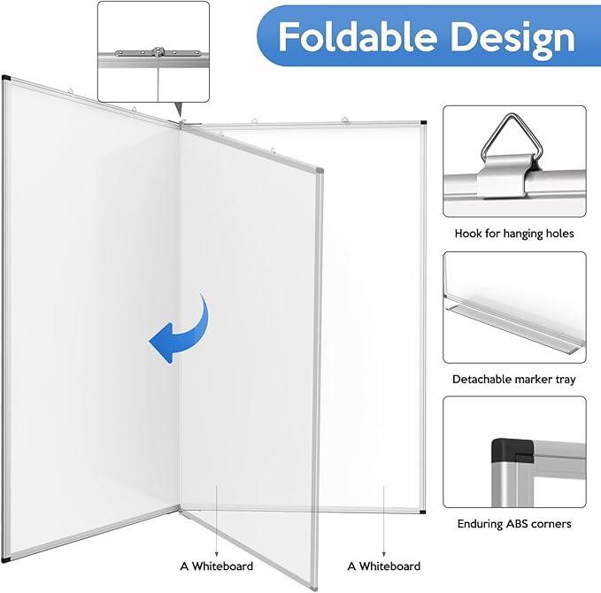 Large Whiteboard, Double Magnetic White Board for Wall, Dry Erase Whiteboard for Office Home & School (Silver, 60x48 inch)
