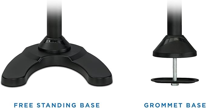 Mount-It! Free Standing Dual Monitor Stand | Double Arm Desk Mount Fits Two x 21 24 27 Inch Computer Screens | 2 Heavy Duty Full Motion Adjustable Arms | VESA 75 100 Compatible | Grommet Base Included