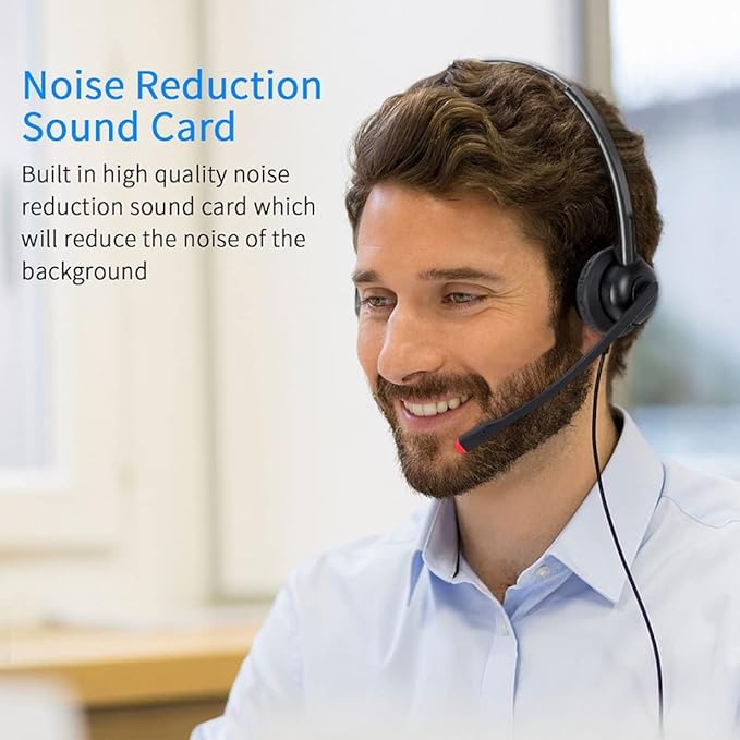 USB Headset with Microphone for PC Laptop Computer Headphone Noise Cancelling Mic for Home Office Online Class Teams Zoom