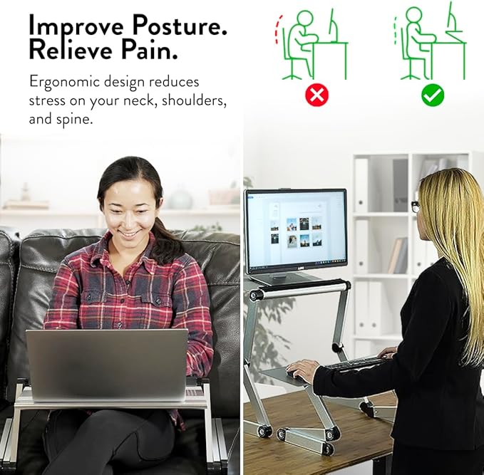 Uncaged Ergonomics Adjustable Book Holder, Tablet & Laptop Stand, Aluminum Portable Reading Stand for Textbooks & Cookbooks, Recipe Holder for Kitchen Counter, Silver