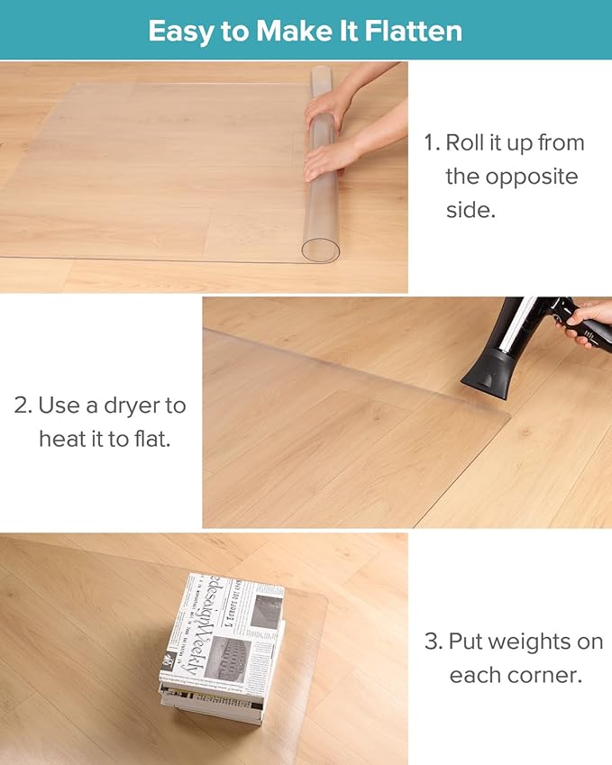 FURKIT Refrigerator Mat, Clear Anti-Slip PVC Floor Protector, 2mm Thickness Scratch-Resistant Floor Mat