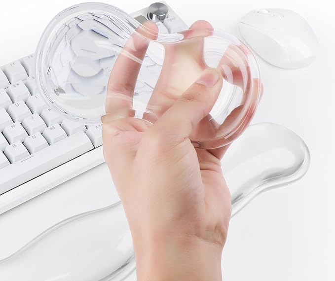 Gel Keyboard Wrist Rest, Cute Wrist Support and Arm Support Keyboard Rest for Keyboard and Mouse Typing Pain Relief，Suitable for Office/Computer/Laptop/Gaming（Transparent White Set ）
