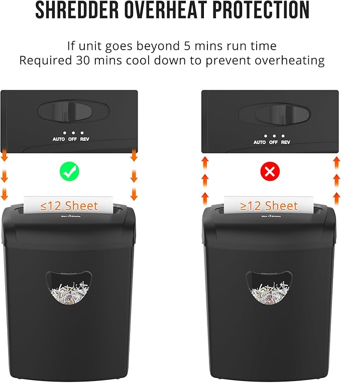 12-Sheet Cross-Cut Paper Shredder, P-4 Security Level for Home Office, 5.5 Gallon Bin, Destroys Credit Cards and Staples, ETL Certified, Black