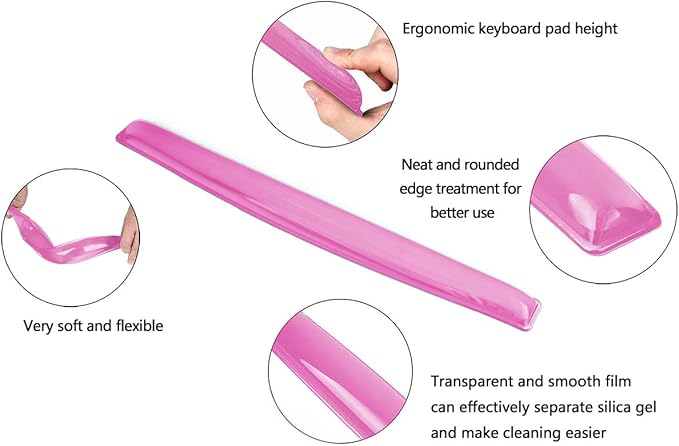 Gel Keyboard & Mouse Wrist Rest Set - Keyboard Wrist Rest Pad & Mouse Support for Office Gaming Pad Computer Laptop Ergonomic Comfortable Pain Relief-Pink Pad Set