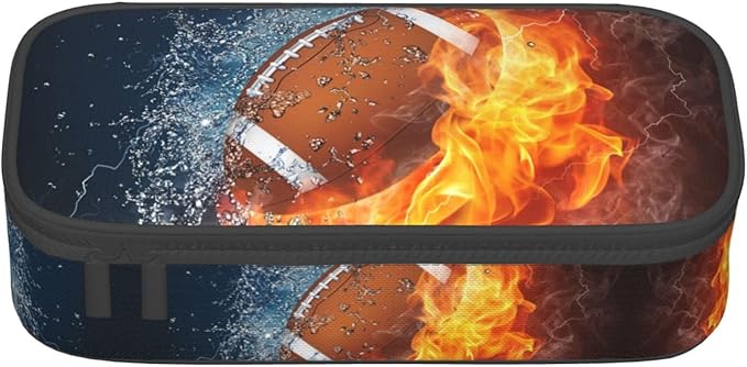 American Football Ball Themed Pencil Case Big Capacity Storage Pencil Pouch Stationery Bags With Zipper Portable Pen Holder Box Organizer For Boys Girls Teens Student College School Office Supplies
