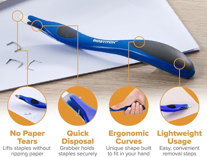 Bostitch Office Professional Magnetic Easy Staple Remover, Staple Puller Stick for Office, Home & School - Black, Blue, & Red, 3 Pack