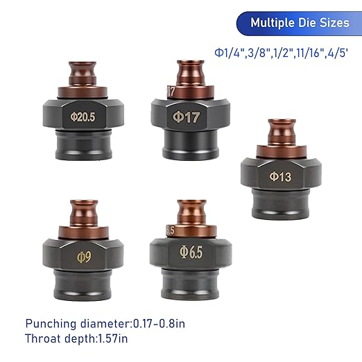 1300W Electric Hydraulic Hole Puncher, 110V Hydraulic Press Punching Tool, Metal Electric Punching Machine with Die Φ1/4" 3/8" 1/2" 11/16" 4/5", for Steel, Aluminum, Copper