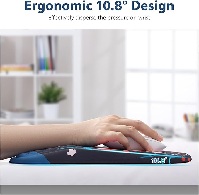 EYROZILL 3 in 1 Ergonomic Mouse Pad and Keyboard Wrist Rest, Cute Mouse Pad with Wrist Support Massage Design, Non-Slip Wrist Pad for Mouse, Desk Mouse Set(Flower)