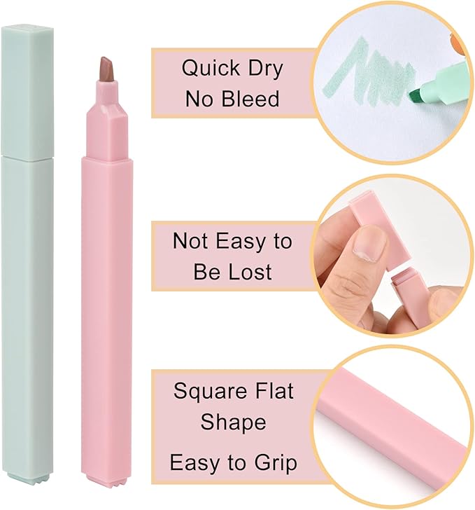 Dacono Pastel Highlighters, Bible Highlighters No Bleed, Aesthetic Highlighter Assorted Colors, Cute Highlighter for School, Journals, Bibles, Notebooks, Office, Back to School Supplies