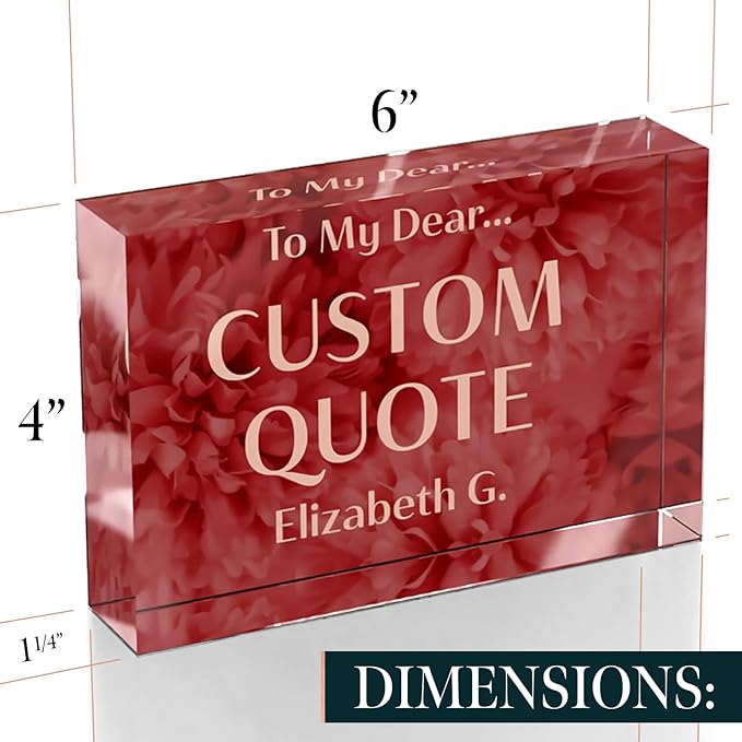 Personalized Gifts, Custom Quote Block Letter Board,Crystal-Clear Acrylic with Gift Box,17 Styles, Holiday and Christmas Gift for Mom, Dad, Girlfriend, Him or Her, Husband, Wife (4"x6", Rosy)