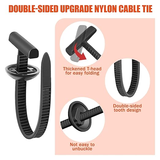 220 PCS 2026 New Upgrade Nylon Universal Cable Tie Buckle, with Clear Storage Box, Double-Sided Style Cable Tie Buckle, 5.91IN Extended Length Zip Tie for Car Repair (Fender, Bumper, Trunk Liner)