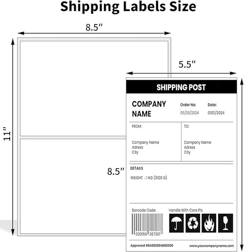 150 Sheets 300 Labels Half Sheet Self Adhesive Shipping Labels for Laser & Inkjet Printers, 8.5" x 5.5" Shipping Mailing Label, White