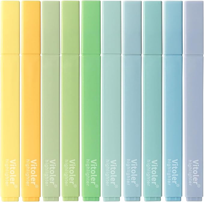 Piochoo Highlighters,10Pcs Bible Highlighters,Chisel Tip Office Accessories for Journaling Planner Notes School Supplies