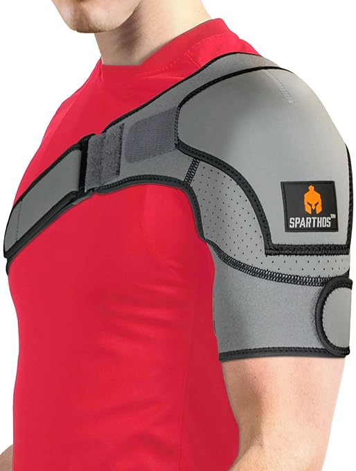 Sparthos Shoulder Brace - Support Sleeve for Torn Rotator Cuff, AC Joint Pain Relief - Arm Immobilizer Strap Wrap - Fits Bicep 14-30 in, Left or Right, Men & Women - Measure Before Purchase - XXL