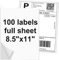 NefLaca 100 Full Sheets Sticker Paper for Laser & Ink Jet Printers, 8.5" x 11" Full Sheet Address Shipping Label, 100 Sheets 100 Labels