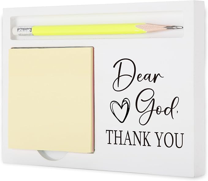 Dear God Thank You Note Holder, Inspirational Religious Desk Organizer Gift for Teacher Nurse Friend Coworker Doctors Church Saff, Religion Uplifting Office Table Decor Note Pad Holders KBB06