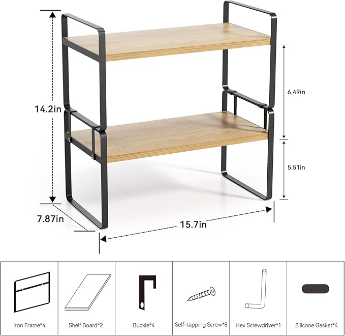 YGYQZ Desk Organizer Shelf，2 Tier Detachable Table Top Bookshelf, Freestanding Display Shelf for Office, Dormitory, Home