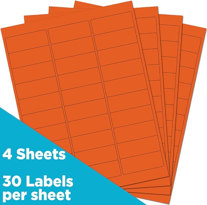 JAM PAPER Return Address Labels - Standard Mailing - 1 x 2 5/8 - Orange - 120 Shipping Labels/Pack