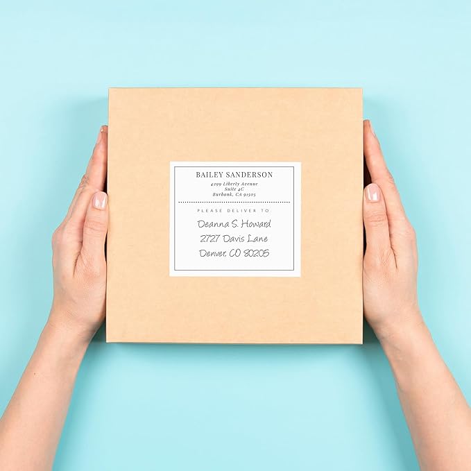 Custom Black Square Shipping Labels / 48 Personalized Address Labels/ 4" x 3½" Mailing Stickers/Made in USA