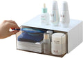 Desk Organizer and Storage with 1 Deep Drawer, Plastic Stackable Desktop Accessories & Workspace Organizer for Office Stationary Bathroom Craft Makeup, White
