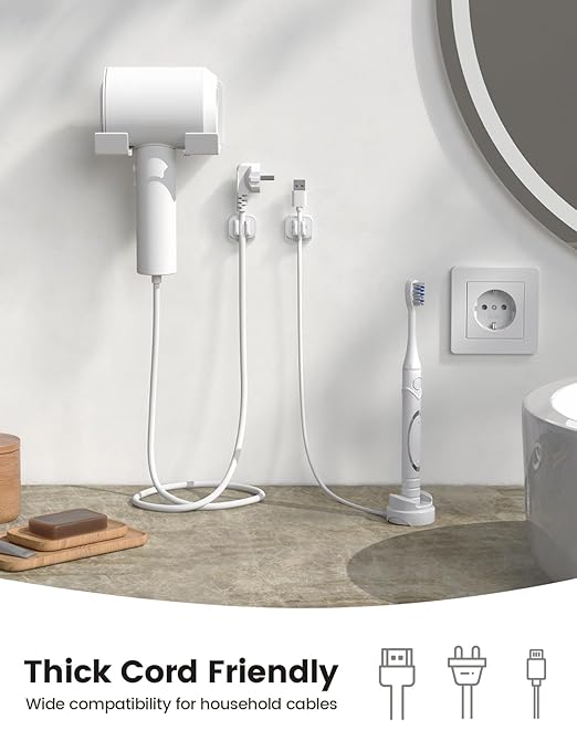 10Pack Cable Spring Holder Clips, Cord Organizer for Desk - Lamicall Adjustable Cord Clip, Wire Holder Organizer, Phone USB Charger Cable Holder, White