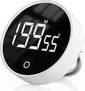 Digital Kitchen Timer, Rechargeable Magnetic Visual Timer with Large LED Display, Adjustable Volume for Classroom, Cooking, Fitness, Baking, Kids Learning & Teaching (1, White)