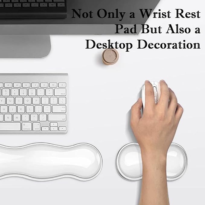 Wrist Rest for Keyboard and Mouse, Ergonomic Gel Keyboard Wrist Rest for Effortless Typing & Pain Relief, Cool Silicone Gel Wrist Support Pad for Gaming, Computers, Laptops, Office