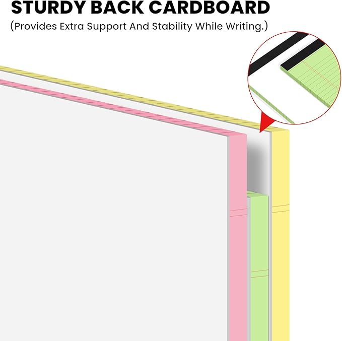 3pcs Legal Pads 8.5 x 11,Notepads 8.5 x 11 Inch, 30 Sheets/Pack, Colored Note Pads Clear Print Writing Pads of Paper, Perforate Wide Ruled Lined with Sturdy Back for Office, Business & School Supplies
