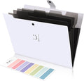 SKYDUE 5 Pocket Expanding File Folder, Letter Size Portable Accordion Folders for Documents for School Office, White