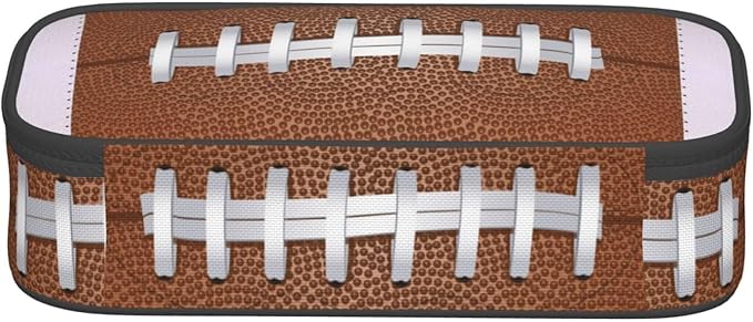 American Football Ball Texture Pencil Case Big Capacity Storage Pencil Pouch Stationery Bags With Zipper Portable Pen Holder Box Organizer For Boys Girls Teens Student College School Office Supplies