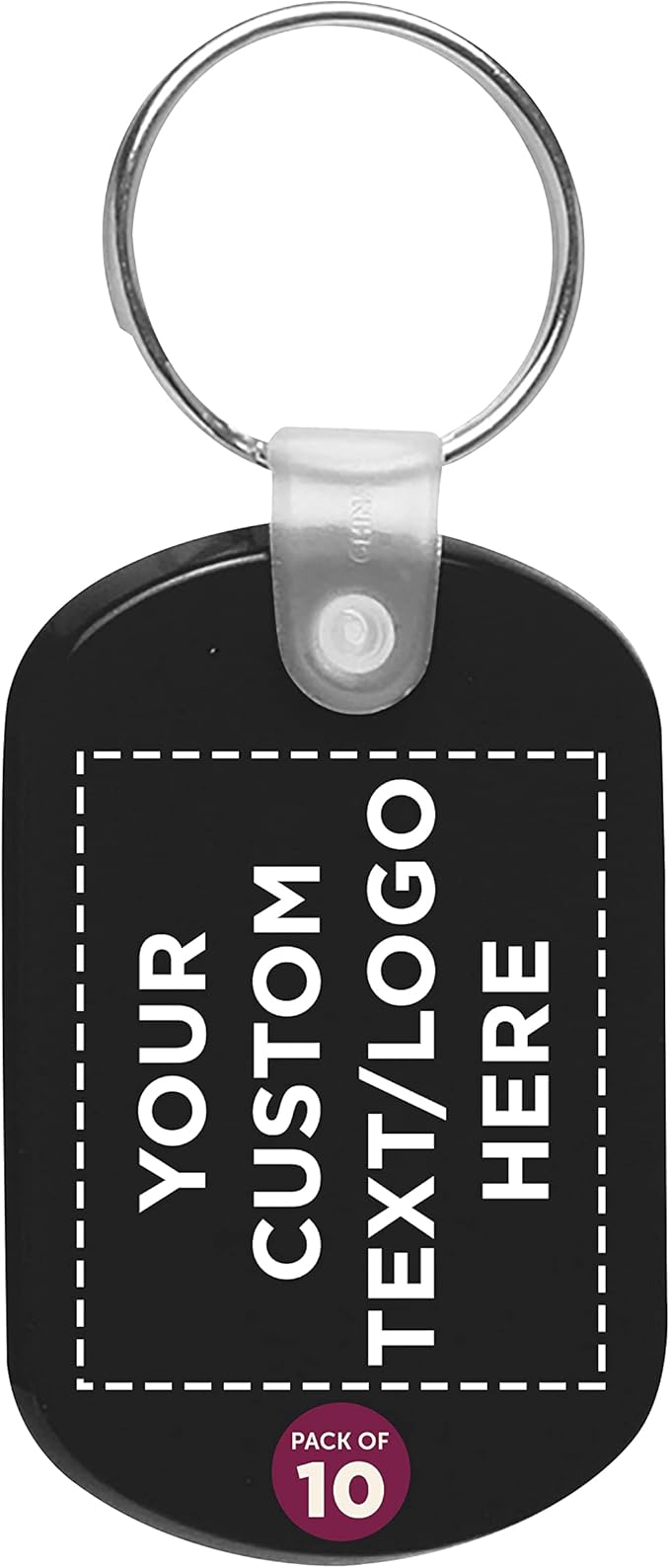 DISCOUNT PROMOS Tag Soft Plastic Keychains - 10 pack - Customizable Text, Logo - Small Key Tag Chain For Staying Organized - Rubber Key Ring Keychain – Black