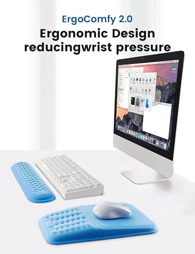 Vaydeer Wrist Rest for Computer Keyboard & Mouse Pad Set – Gray, Ergonomic Memory Foam Wrist Support, Non-Slip Keyboard Wrist Rest & Soft Mouse Pad for Typing Comfort & Wrist Pain Relief