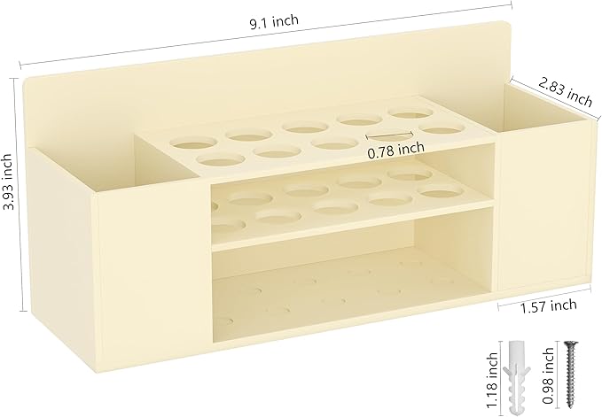 HBlife Acrylic Dry Erase Marker Holder Wall Mount, 10 Slots Whiteboard Marker Holder for Office, School and Home, Marker, Eraser and Whiteboard Cleaner Not Included, Beige