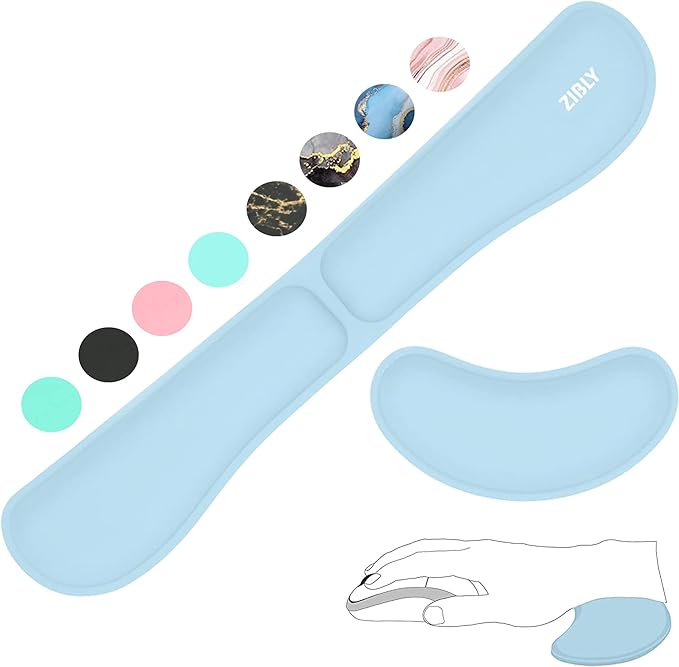 ZIBLY Wrist Rest Keyboard and Mouse Set - Non Slip Ergonomic Wrist Cushion Support Pad - Easy Typing,Pain Relief – Premium Silky Gel Memory Foam for Work from Home Gaming Computer Laptop
