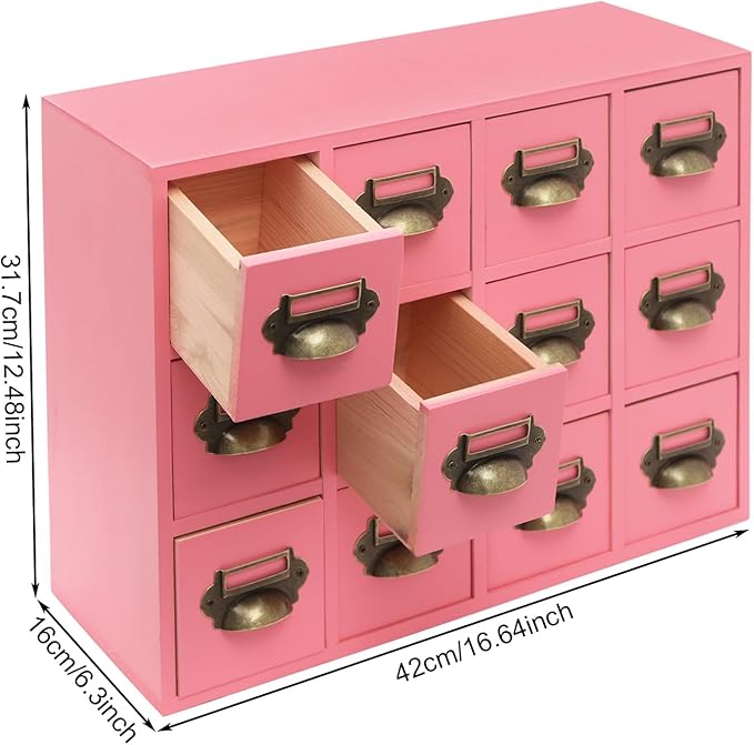 Vintage 12-Drawer Storage Cabinet – Multipurpose Desktop Organizer for Office, Craft & Home