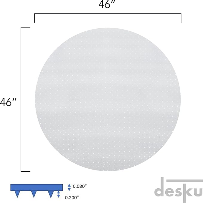 DESKU - Circle Gaming Chair Mat, Computer and Office Chair Mat for Carpet, Clear, 46 Inches, Made in The USA