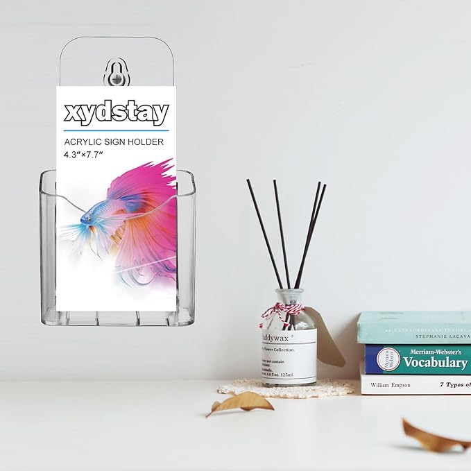 Brochure Holder 4x9 Inches Slant Back Design, Clear Display Stand, Plastic Table Stand Sign Holder,Pamphlet Holder Flyer Holder, Acrylic Display Stand, Acrylic Table Signs Plastic Paper Holder for Office, Home, Store, 4 Pack