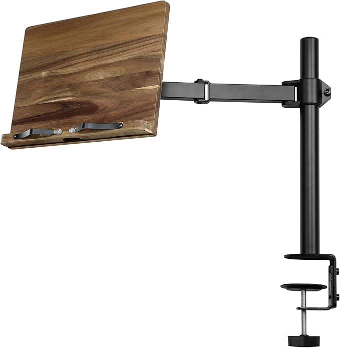 Navaris Book Stands with Clamp - Book Holder for Reading - Wood Books Stand - Works with Music, E-Readers or Tablets - 13.39 x 17.72 x 21.65 (34 x 45 x 55 cm)