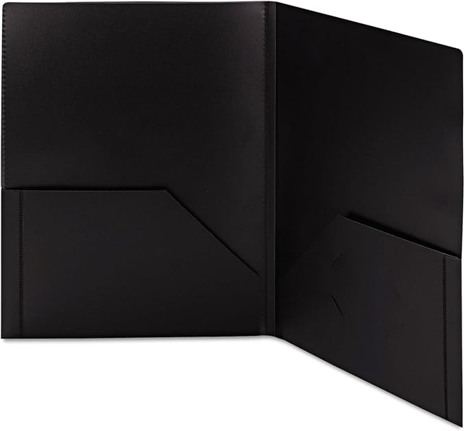 Smead Frame View Poly Two-Pocket Folder, Letter Size, Black, 5 Per Pack (87705) (Pack of 1)