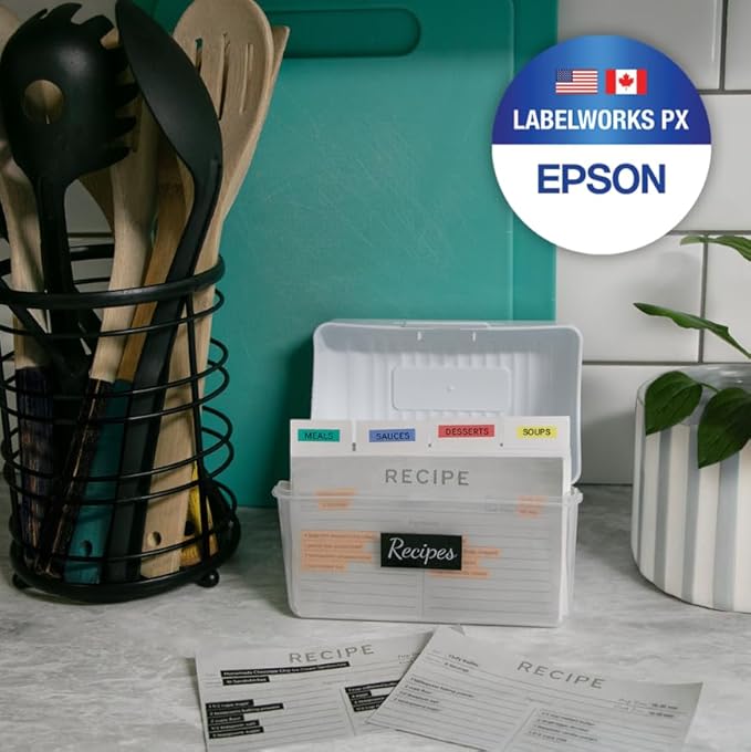 Epson LABELWORKS 212BMRPX Genuine PET (Polyester) Tape Cartridge - Black on Matte Red Designer Craft Label Maker Tape - 1/2" (12MM) Wide, 26'