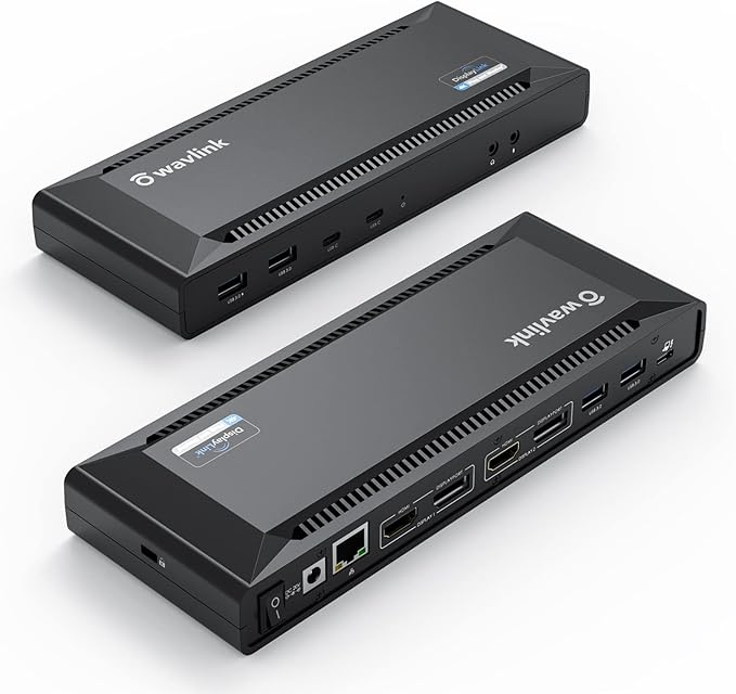 WAVLINK Universal USB 3.0 Laptop Docking Station Dual Monitor, USB-A or USB-C Compatible, Dual HDMI/DisplayPort, PD65W Charging, LAN, Audio, Mic for Mac (Intel/M1/M2) Lenovo Dell HP Asus Laptops
