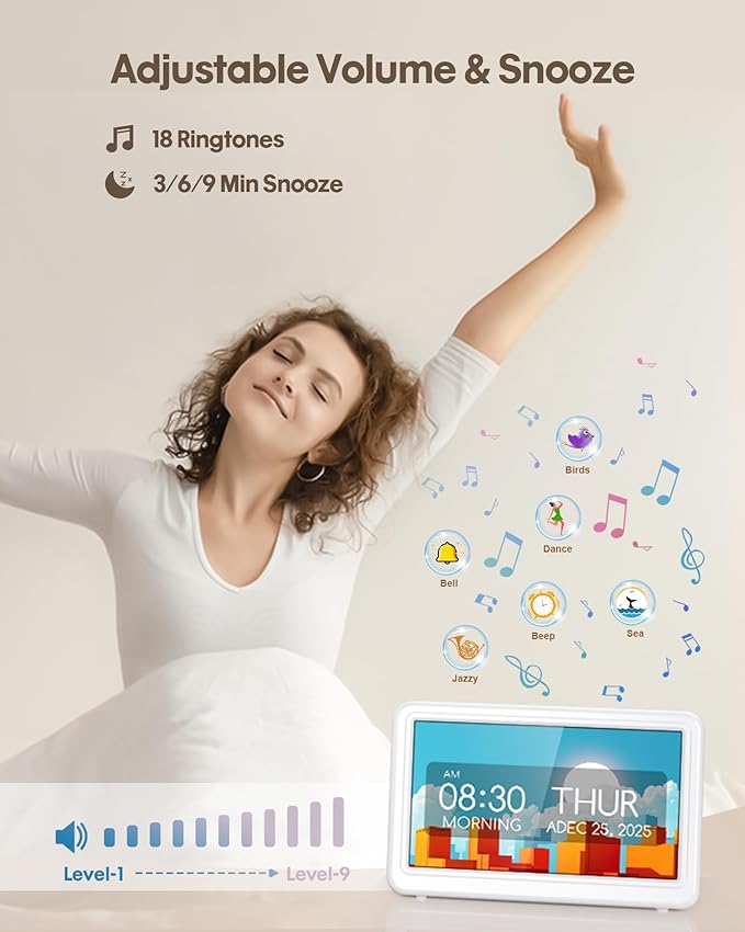 Digital Clock with Date and Week for Seniors, Alzheimer's Dementia Clock with 20 Alarms and 6 Medicine Reminders, 12 Display Modes Large Font Digital Calendar Alarm Clock for Vision Impaired(7 Inch)