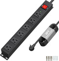 KF 6 Outlets Heavy Duty Power Strip with 2100J Surge Protection and 15A Circuit Breker,6 Wide-Spaced Outlets in Metal Housing,Wall Mount with 8FT Extension Cord for Organized Home,Office,Garage