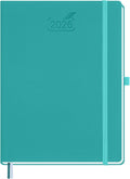 BEZEND 2026 Planner Weekly and Monthly (8.5" x 11") Daily Calendar with Hourly Timeslots & Tab (Jan-Dec) Note & Expenses, Pen Holder, Inner Pocket, Vegan Leather Hardcover - Turquoise