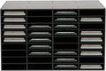 36 Slots Literature Organizer, Desktop Paper & Mail File Sorter for Classroom/Office/Home, PVC File Storage Cabinet with Adjustable Compartments, Multi-Purpose Mail Center (Black-36 Compartments)
