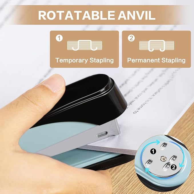 Deli Stapler Heavy Duty, Full Strip Staplers for Desk with 2000 Staples and Staple Remover, 50 Sheet Capacity, No Jam, Non-Slip Office Stapler with Staples for Office, Classroom, Blue