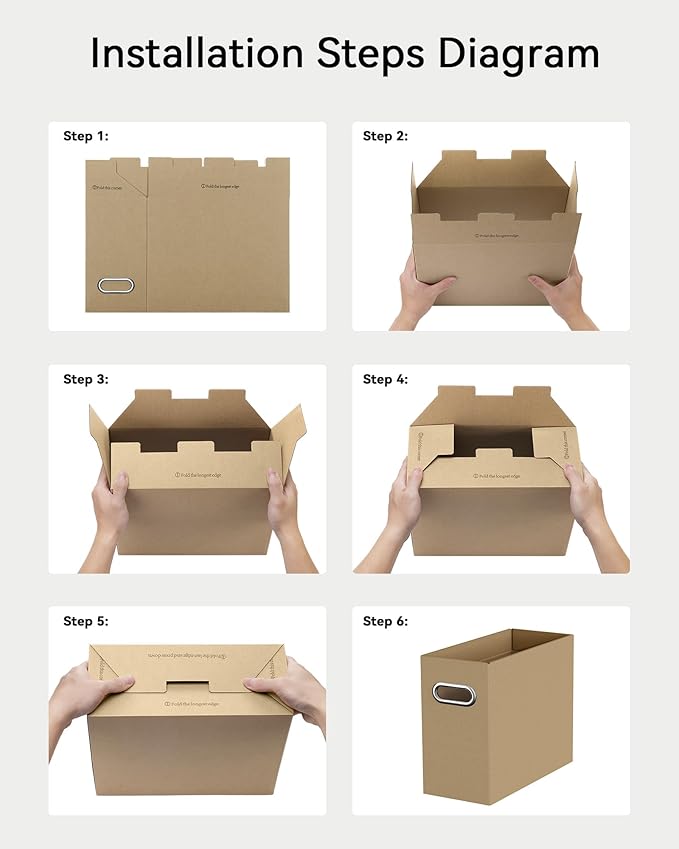 Oterri Cardboard File Organizer Box for Hanging File Folders Letter Size,File Box for Computer Desk,File Cabinet,Working Home,Office,Classroom (Brown, Letter Size - 2 Packs)